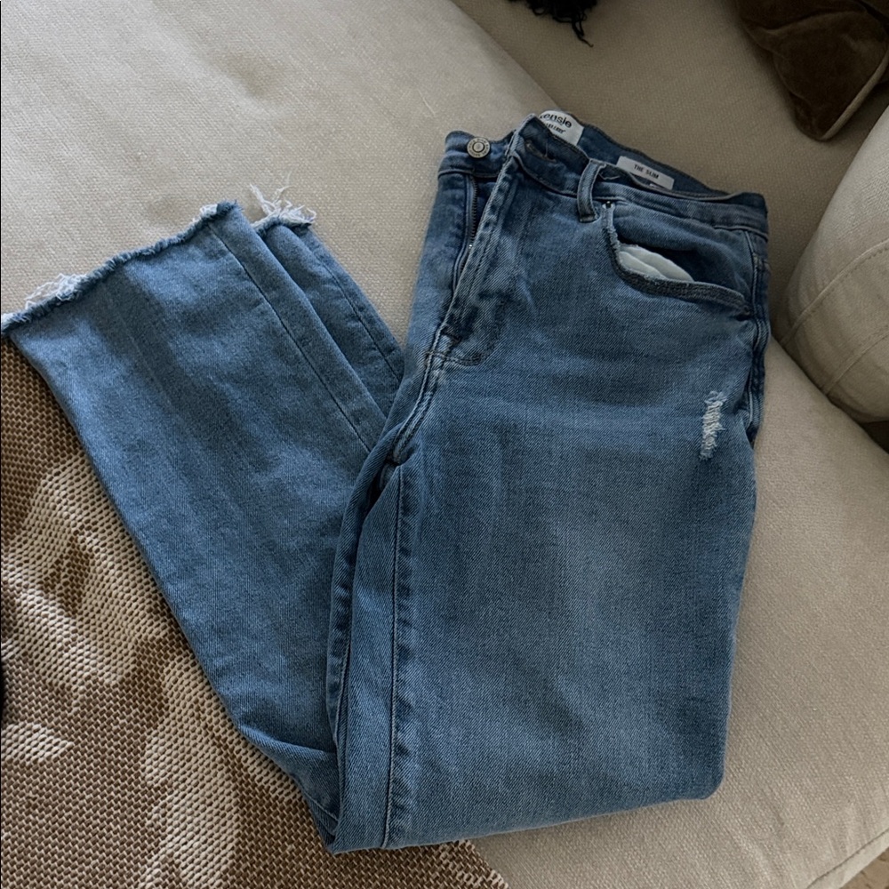 Kensie Blue Distressed Jeans straight